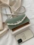 Mini Two Tone Faux Pearl Decor Flap Square Bag