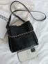 Crocodile Embossed Chain Bucket Bag