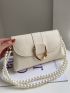 Mini Minimalist Faux Pearl Decor Flap Square Bag