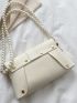 Mini Minimalist Faux Pearl Decor Flap Square Bag