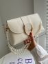 Mini Minimalist Faux Pearl Decor Flap Square Bag