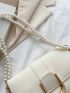 Mini Minimalist Faux Pearl Decor Flap Square Bag