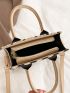 Colorblock Square Bag With Double Handle