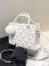 Quilted Square Bag With Pop-pom Bag Charm