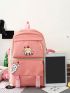 5pcs Cartoon Graphic Two Tone Backpack Set
