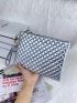 Metallic Quilted Square Bag With Wristlet