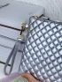 Metallic Quilted Square Bag With Wristlet