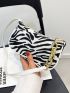 Zebra Striped Pattern Chain Baguette Bag