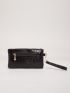 Crocodile Embossed Square Bag With Wristlet