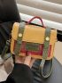 Mini Colorblock Crocodile Embossed Flap Square Bag
