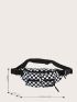 Checkered Graphic Knot Decor Waist Bag