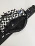 Checkered Graphic Knot Decor Waist Bag