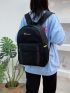 Letter Graphic Mesh Panel Functional Backpack