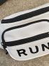 Letter Graphic Contrast Binding Waist Bag