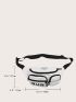 Letter Graphic Contrast Binding Waist Bag