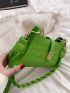 Crocodile Embossed Metal Detail Baguette Bag