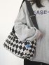 Geometric Graphic Square Bag With Bag Charm