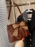Minimalist Bow Decor Ruched Square Bag