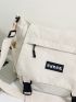 Patch Detail Double Release Buckle Canvas Bag