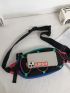 Colorblock Letter Graphic Drawstring Fanny Pack