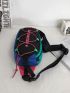 Colorblock Letter Graphic Drawstring Fanny Pack