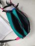 Colorblock Letter Graphic Drawstring Fanny Pack