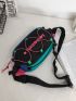 Colorblock Letter Graphic Drawstring Fanny Pack