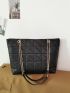 Quilted Chain Shoulder Tote Bag