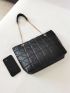 Quilted Chain Shoulder Tote Bag