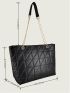 Quilted Chain Shoulder Tote Bag