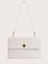 Minimalist Metal Detail Flap Square Bag