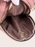 Metal Decor Double Pocket Satchel Bag