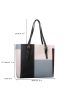 Colorblock Plaid Shoulder Tote Bag