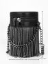 Mini Minimalist Fringe Decor Chain Bucket Bag