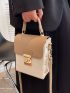 Mini Two Tone Turn-lock Flap Square Bag