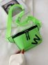 Letter Graphic Artificial Patent Leather Waist Bag