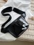 Letter Graphic Artificial Patent Leather Waist Bag