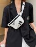 Letter Graphic Artificial Patent Leather Waist Bag