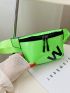 Letter Graphic Artificial Patent Leather Waist Bag