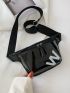 Letter Graphic Artificial Patent Leather Waist Bag