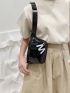 Letter Graphic Artificial Patent Leather Waist Bag