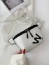 Letter Graphic Artificial Patent Leather Waist Bag