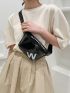 Letter Graphic Artificial Patent Leather Waist Bag