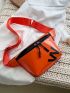 Letter Graphic Artificial Patent Leather Waist Bag