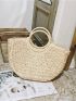 Ring Handle Design Straw Bag