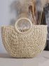 Ring Handle Design Straw Bag