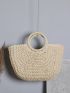 Ring Handle Design Straw Bag