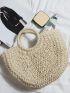 Ring Handle Design Straw Bag