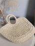 Ring Handle Design Straw Bag