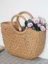 Minimalist Top Handle Straw Bag